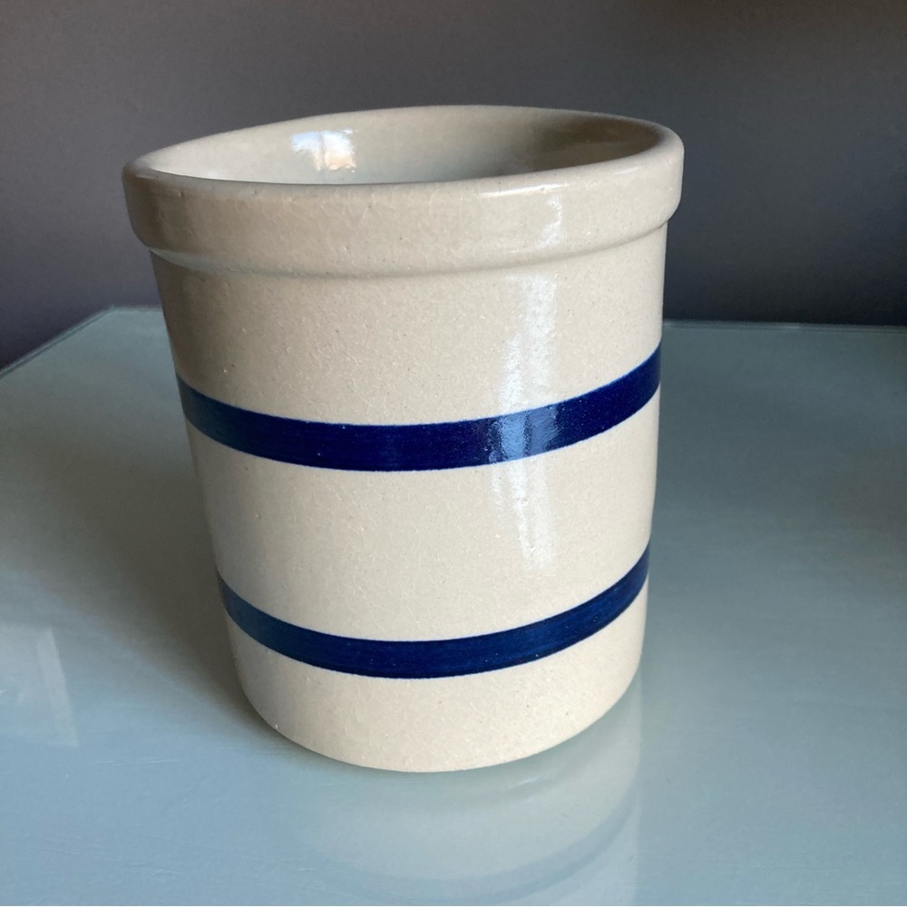 Vintage Striped Roseville Pottery Crock